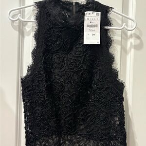 Zara Black Cropped Embellished Tank Top